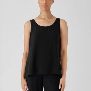 Eileen Fisher Silk Georgette Crepe Blue  Tank Size Small